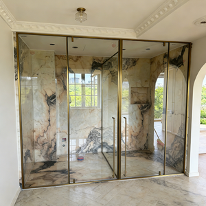 Cabine de douche moderne avec cadre doré en verre trempé de 8 mm, acier inoxydable 304, sans fuite, OEM/ODM acceptés, rénovation hôtelière - Product Image 3