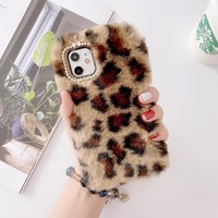 Étui de téléphone portable en peluche léopard adorable pour iPhone 17 Air 16 15 14 13 12 11 Pro Max Plus Housse souple 17 pro