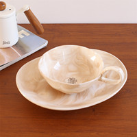 Service de table portable en céramique de style américain, série Marbre Terre Colorée, 2 pièces, design de niche, comprenant bol à petit-déjeuner, assiette ovale et tasse