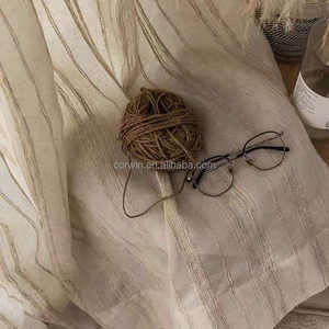 Rideau en polyester et <span class=keywords><strong>lin</strong></span> de style <span class=keywords><strong>japonais</strong></span> Wabi-Sabi, à rayures jacquard, pour la décoration du salon et de la chambre à coucher, draperies transparentes - Product Image 5