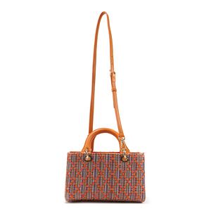 Bolso de Mano de Tweed Vintage de Diseño de Alta Calidad con Asa Superior, Detalles de PU de Lujo y Herrajes Metálicos - Product Image 2