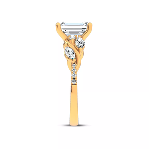 แหวนเพชรทรงเอเมอรัลด์ แหวนหมั้น ทองคำแท้ 10K 14K 18K ดีไซน์ลายเถาวัลย์ 1-5 กะรัต สั่งทำได้ คุณภาพ VVS1 สี D-F พร้อมใบรับรอง IGI - Product Image 3