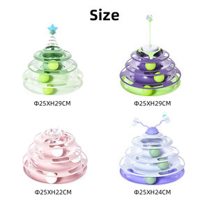 Diskon besar mainan Menara kucing 4 lapisan rol plastik trek Menara kucing meja putar bola dengan bola - Product Image 5
