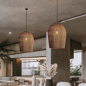 โคมไฟหวายทำมือทรงรี ขั้ว E27 LED หัวเดียว สำหรับโรงแรมและเกสต์เฮาส์ ขนาดเส้นผ่านศูนย์กลาง 30 ซม. 40 ซม. 50 ซม. - Product Image 2