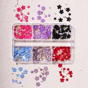 Vente en gros de nouveaux produits : Décoration d'ongles en forme de fleur à 5 pétales, couleur bonbon, en résine 3D, fleurs à cinq pétales mélangées pour ongles - Product Image 2