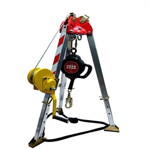 Trépied manuel en acier inoxydable jaune avec barre rayée, pieds réglables, câble en acier, hauteur de levage 20m - Product Image 3
