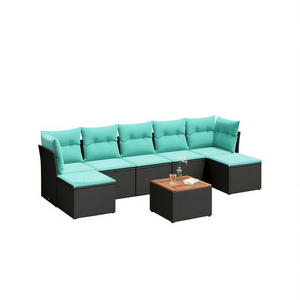 Set Divano da Esterno in Polyrattan Nero per 8 Persone con Cuscini, Design Contemporaneo Stile Moderno - Product Image 1