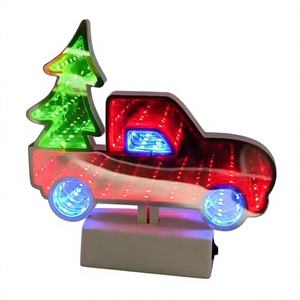 Wholesale Custom Art Deco <b>Christmas</b> Truck <b>Tree</b> <b>LED</b> Infinity Mirror Acrylic ROHS/REACH Certified for Gift Shops Indoor Branding - Product Image 1