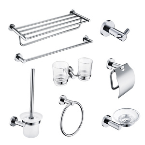 <span class=keywords><strong>Porte</strong></span>-serviettes mural en acier inoxydable personnalisé pour salle de bain, avec étagère, support double pour brosses à dents et anneau <span class=keywords><strong>porte</strong></span>-serviettes – Ensemble de quincaillerie - Product Image 1