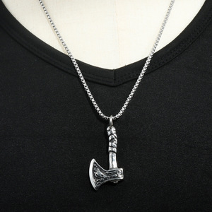 Pendentif hache en acier inoxydable avec motif Phénix, collier unisexe pour hommes et femmes - Product Image 4
