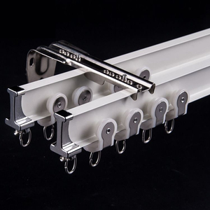 Juego de barras de cortina IKSUN, Riel de cortina curvo blanco marfil, Riel de cortina de techo de aleación de aluminio doble resistente - Product Image 3