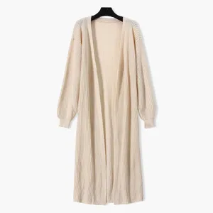 Casual Long Knitted <strong>Cardigan</strong> Women Sweater Jacket <strong>Full</strong> <strong>Length</strong> <strong>Cardigan</strong> 2023 New Style for Autumn and Winter Standard Crew Neck - Product Image 1