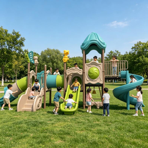 Aire de jeux extérieure sur mesure Nature <span class=keywords><strong>Quest</strong></span> avec toboggan intégré pour parcs municipaux et projets de stations balnéaires – Conception professionnelle - Product Image 1
