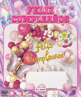Papillon Thème Latex Couleur Ballon Ensembles Violet Rose Guirlande Arc Kit Espagnol Fête D'anniversaire Décorations Fournitures