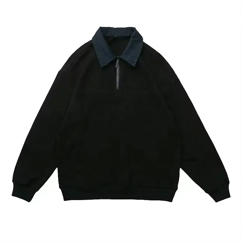 JL2420A High Quality Embroidery Polo Sweatshirt Men Pre-Shrunk Cotton Half Zipper Pullover Sweatshirts For Men