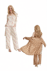 Pigiama da Donna Tc350, Set 2 Pezzi, Maniche Lunghe, Lunghezza Intera, Collo Tondo, Stampa Geometrica, Tessuto Morbido, Casual Primaverile - Product Image 1