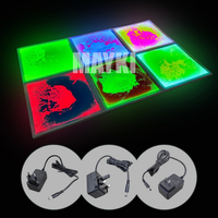 Ensemble de dalles de sol liquides LED à changement de couleur 50x50cm, dalles liquides interactives lumineuses, tapis de sol sensoriel pour la thérapie de l'autisme