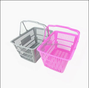 일본 브랜드 슈퍼마켓 쇼핑 바구니 작은 플라스틱 금속 건설 유명 브랜드 스낵 부티크 핑크 컬러 - Product Image 4