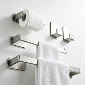 Juego <span class=keywords><strong>de</strong></span> 5 Accesorios <span class=keywords><strong>de</strong></span> Baño <span class=keywords><strong>de</strong></span> Pared en Negro Mate: Toallero, Barra para Toallas, Gancho para Batas, Ganchos <span class=keywords><strong>y</strong></span> <span class=keywords><strong>Portarrollos</strong></span> <span class=keywords><strong>de</strong></span> Papel Higiénico - Product Image 5
