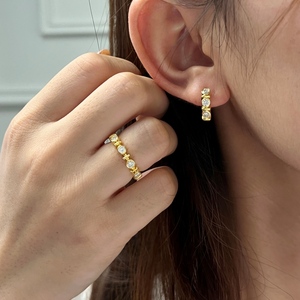 Bague Dylam S925 en argent sterling avec moissanite et diamant de laboratoire pour femme, pierre ronde, petite bande, pour l'index, bijou tendance - Product Image 5