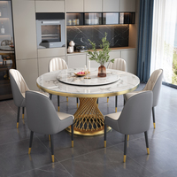 Moderner Luxus Marmor runder Esstisch Stuhl Set 4 6 8-Sitzer Küche Wohnzimmer Restaurant rotierende Möbel Designs