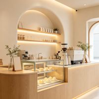 Éclairage LED en bois personnalisé, design d'intérieur de café écologique, mobilier, solutions d'aménagement de café, support direct d'usine OEM