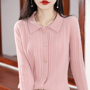 Cardigã Feminino de Lã 100% Tricotado, Quente, Confortável, Elegante, Versátil, Liso, Casual, Respirável, com Fenda e Manga Comprida para o Inverno - Product Image 6