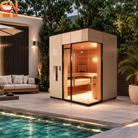 Cabine de sauna en bois et verre moderne de luxe pour hôtel, spa, centre de bien-être et projets commerciaux