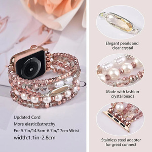 <span class=keywords><strong>Bracelet</strong></span> de montre en résine AXY avec perles de charme en cristal et adaptateur en acier inoxydable pour montres 38/40/41/42/44/45/46/49mm - Product Image 2