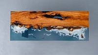 Nouvelle arrivée Table en bois fabriquée à la main en stock Table à manger en palissandre blanche en résine époxy plage bord de mer