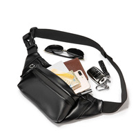 Sac de poitrine imperméable en PU pour homme, couleur unie, design à empiècements, sac banane, pour les voyages d'affaires, la vie quotidienne et les activités de plein air