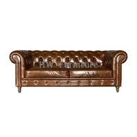 Heywood Neues Design 3-Sitzer Echtleder-Sofa - Modernes Rechteckiges Villen-Wohnzimmermöbel mit Hochdichtem Schaumstoff