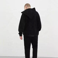 Veste en polaire à fermeture éclair sur mesure de haute qualité en gros OEM, sweat à capuche sans cordon de serrage, sweat à capuche à fermeture éclair noir pour hommes