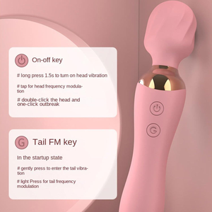 Leistungsstarker Doppelseitiger Stabmassagegerät Vibrator, Wiederaufladbarer Handheld Klitoris- und G-Punkt-Stimulator, Sexspielzeug für Erwachsene für Frauen und Paare - Product Image 3