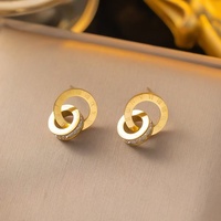 Ensemble de Bijoux de Mode Raffinés en Acier Inoxydable Plaqué Or 18 carats avec Diamants et Chiffres Romains, Comprenant Bracelet, Collier et Boucles d'Oreilles pour Femme