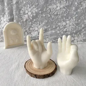 MHC Large Big Size Resin Candle Mold Silicone Molde Vela De Funny Gesture 3D Middle Finger Custom Candle Molds Silicone Rubber
