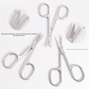 Tijeras curvas para cutículas de acero inoxidable, tijeras ergonómicas para manicura y pedicura, cortador de vello de nariz, 3 uds. - Product Image 6