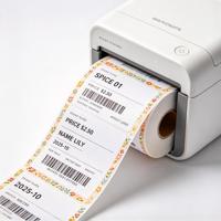 Rouleau d'étiquettes thermiques pour codes-barres, papier imperméable, adhésif personnalisé, pré-imprimé, coloré, blanc pur, transparent, approvisionnement en vrac, promotion