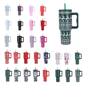 40oz individuelles Logo Weihnachten Sublimation Edelstahl Doppelwand isoliert Tasse Kaffee Trinkbecher mit Griff und Strohhalm