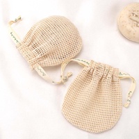 Promotion sac en maille de coton écologique pour savon Logo personnalisé ruban impression pochette à savon en maille