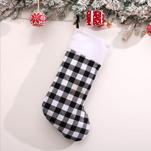 Wholesale Red Black Buffalo Plaid Christmas Stockings with White Cuff for <b>Fireplace</b> <b>Mantel</b> Holiday Gift Decoration - Product Image 4
