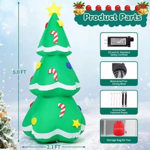 Sapin de Noël gonflable personnalisé avec lumières LED de 5 pieds pour enfants, décorations de fête en polyester pour l'extérieur - Product Image 6