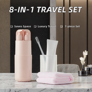 Juego de Viaje Profesional de Lujo 7 en 1 Ecológico con Cepillo de Dientes, Vaso, Espejo Integrado, Peine y Botellas de Loción para Negocios - Product Image 2