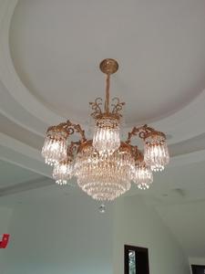 Lustre en cristal finition or, base d'ampoule E26, LED blanc chaud 3500K, hauteur réglable, intensité variable, grand luminaire suspendu pour salon - Product Image 2