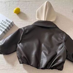 Veste en cuir pour enfants, Manteau <span class=keywords><strong>de</strong></span> printemps pour hommes, Nouveau manteau uni pour enfants 2026, Manteau <span class=keywords><strong>de</strong></span> printemps style coréen pour garçons et filles - Product Image 4