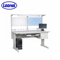 Mesa de Trabajo Industrial Antiestática Leenol, Ajustable en Altura, de Acero Inoxidable Resistente, para Reparaciones Electrostáticas en Taller