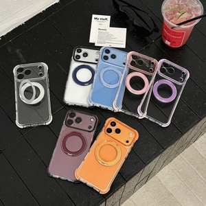 เคสโทรศัพท์ใสแม่เหล็กคุณภาพสูงสำหรับ iPhone 18 17 Pro Max พร้อมขาตั้งวงแหวนโลหะ 360 องศา ปุ่มสัมผัส AI ป้องกันด้านหลัง - Product Image 2