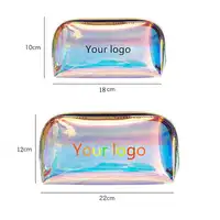Custom Logo Clear Transparent Holographic Makeup Bag
