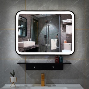 KHÁCH SẠN Đen Khung Kim Loại LED Touch Phòng Tắm Vanity Gương Với Đèn - Product Image 1