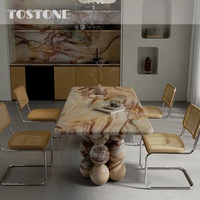 Table à manger Tostone Nordic Light Luxury en quartzite arc-en-ciel naturel de Macaubas pour appartement, usage intérieur, six personnes